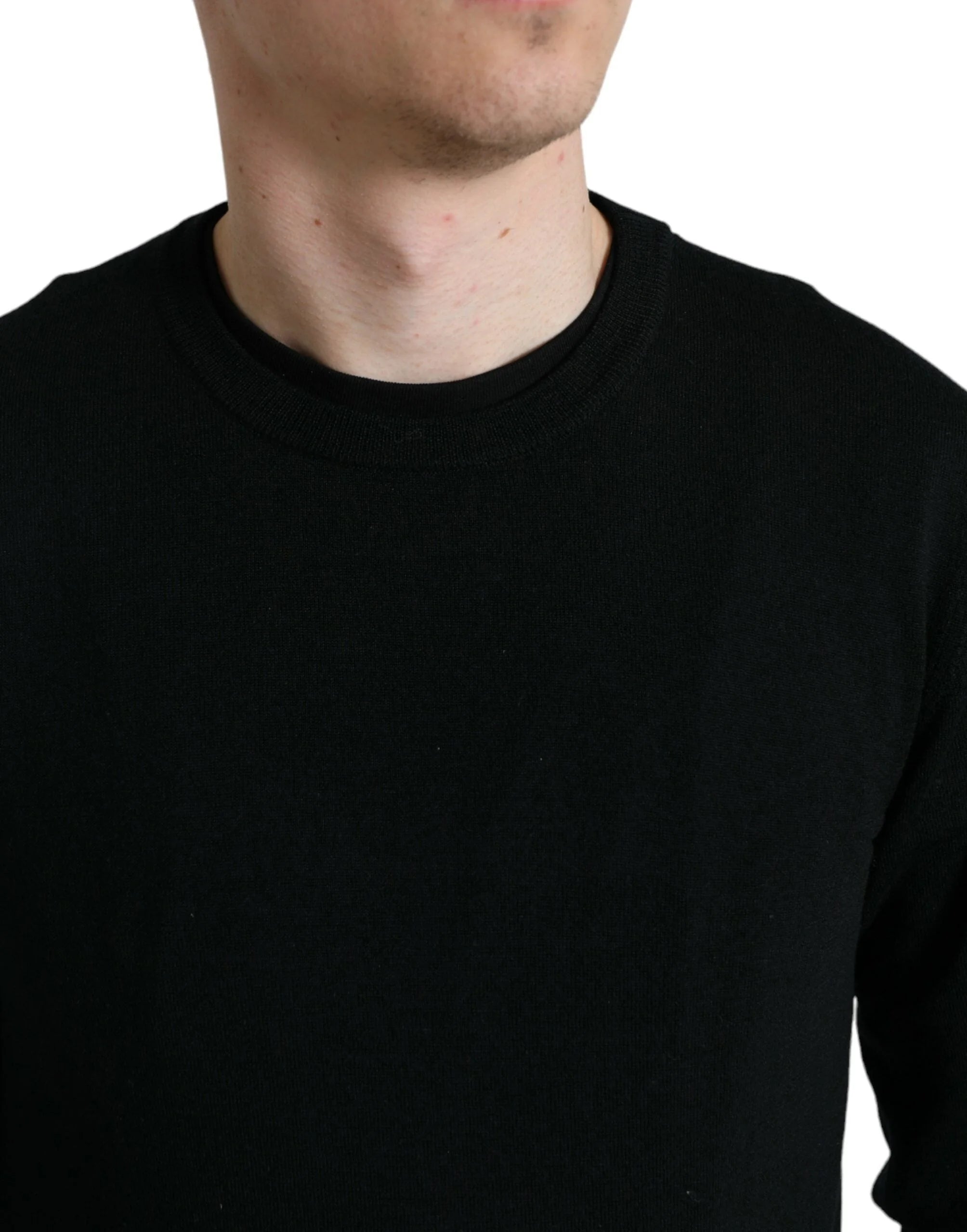 Dolce & Gabbana Black Wool Round Neck Pullover Sweater - IT46 | S
