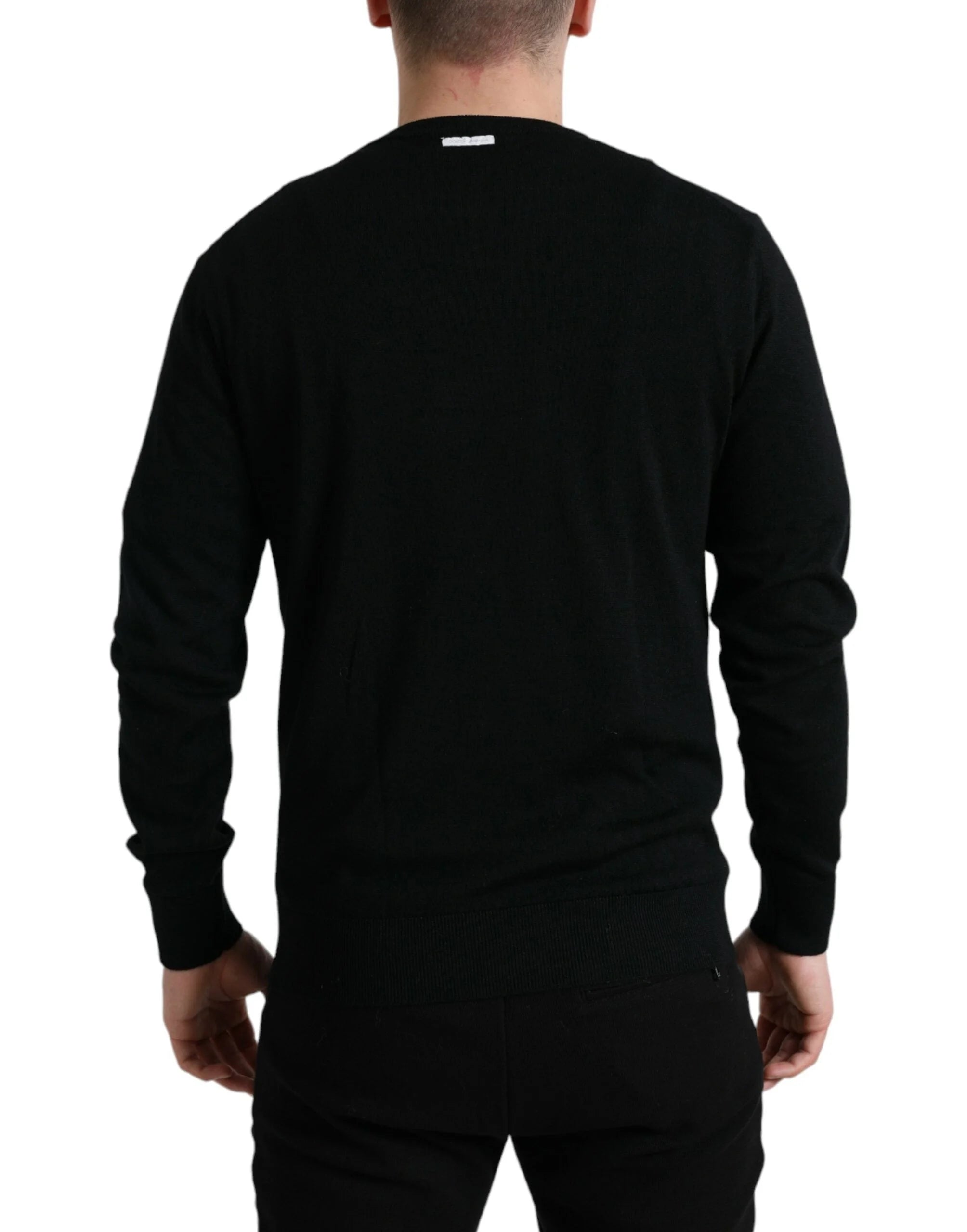 Dolce & Gabbana Black Wool Round Neck Pullover Sweater - IT46 | S