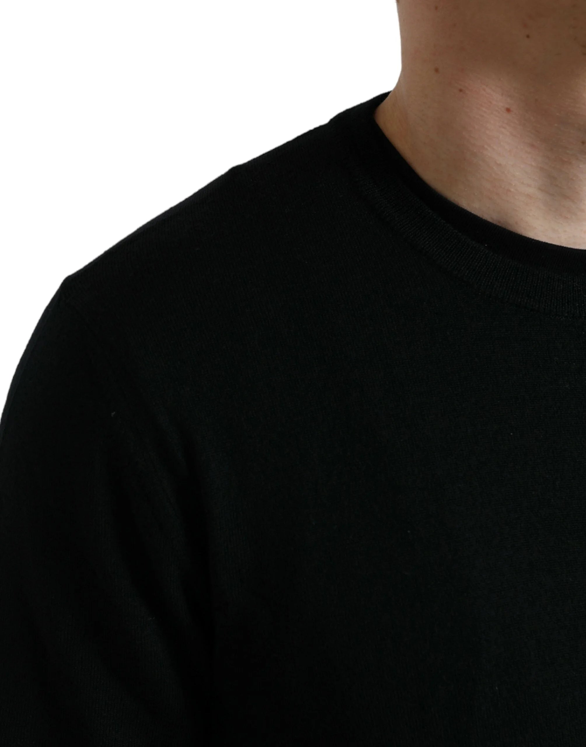 Dolce & Gabbana Black Wool Round Neck Pullover Sweater - IT46 | S