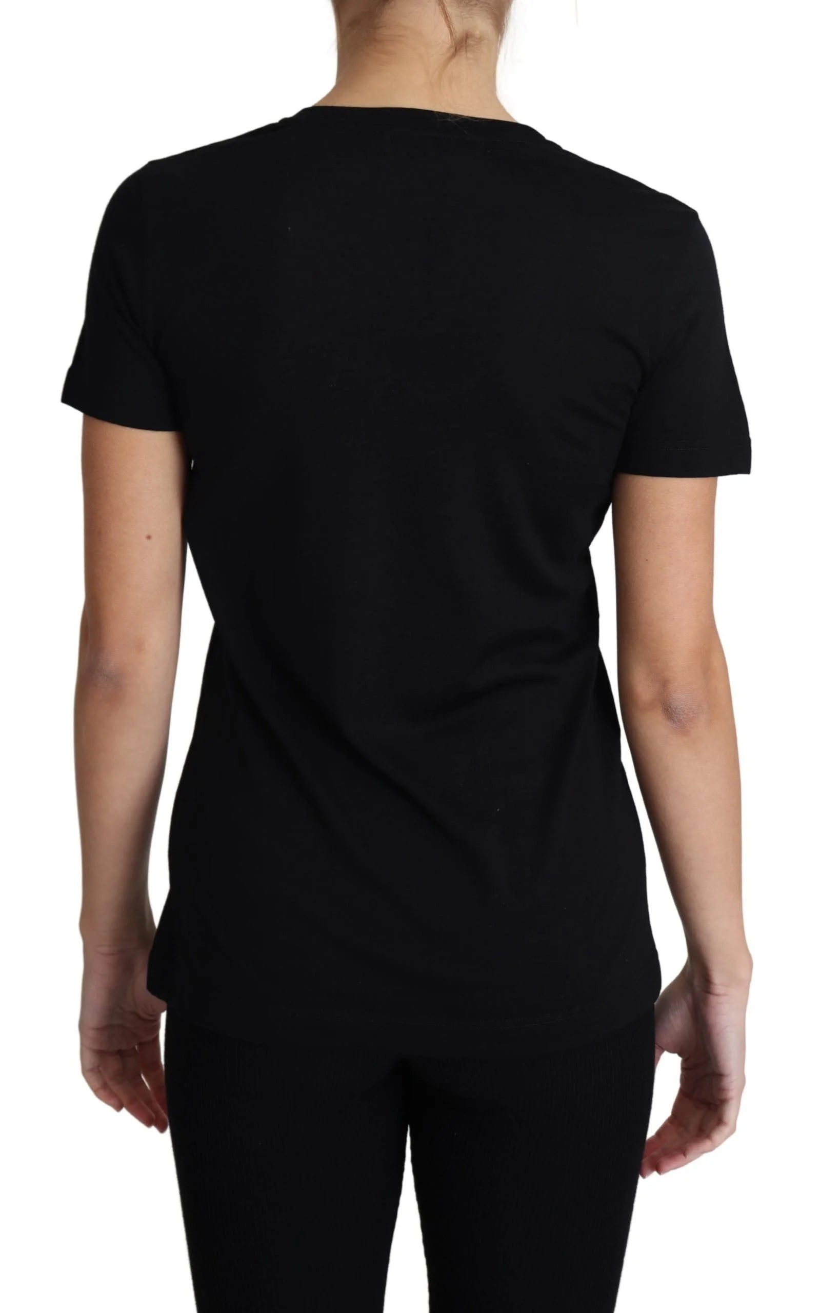Dolce & Gabbana Black Wool Round Neck Short Sleeves T-shirt - IT40|S - T-Shirts