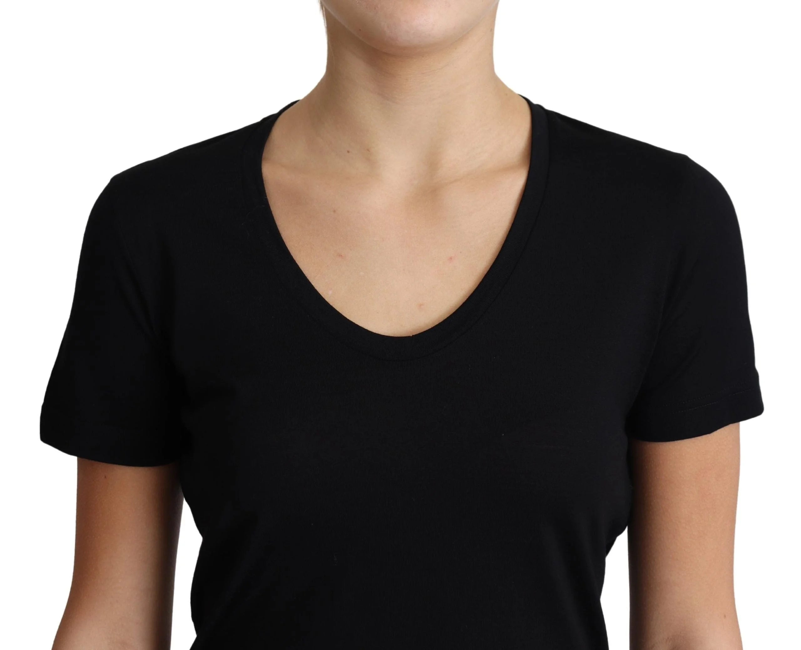 Dolce & Gabbana Black Wool Round Neck Short Sleeves T-shirt - IT40|S - T-Shirts