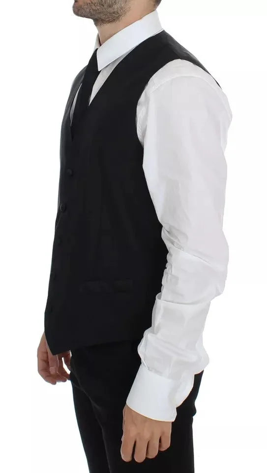 Dolce & Gabbana Black Wool Silk Dress Gilet Jacket Vest - IT44 | XS - Vests