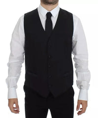 Dolce & Gabbana Black Wool Silk Dress Gilet Jacket Vest - IT44 | XS - Vests