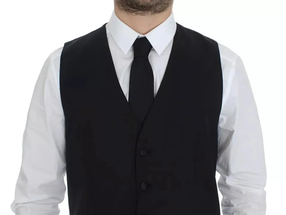 Dolce & Gabbana Black Wool Silk Dress Gilet Jacket Vest - IT44 | XS - Vests