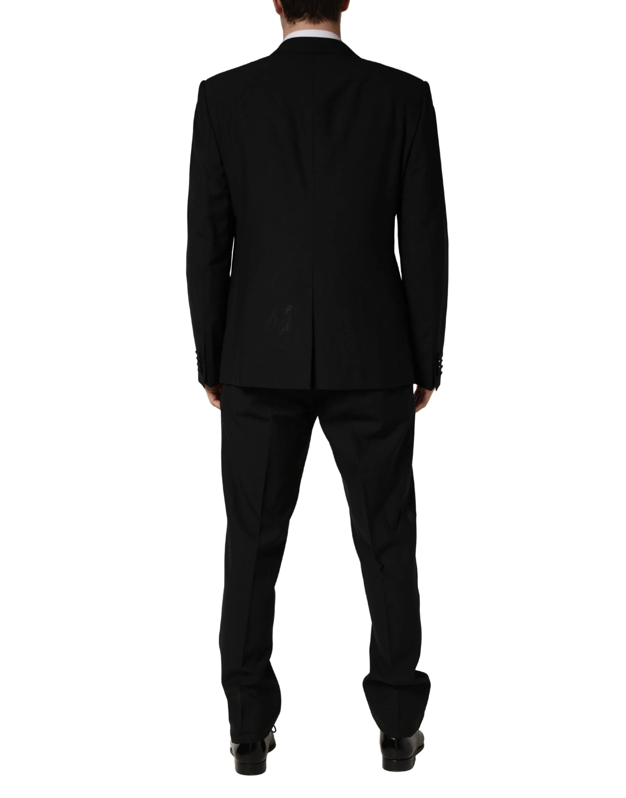 Dolce & Gabbana Schwarzer Woll-Seide Saxophone Slim Fit 3-teiliger Anzug - XL