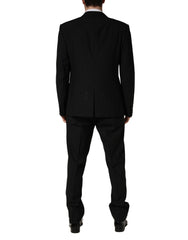 Dolce & Gabbana Schwarzer Woll-Seide Saxophone Slim Fit 3-teiliger Anzug - XL