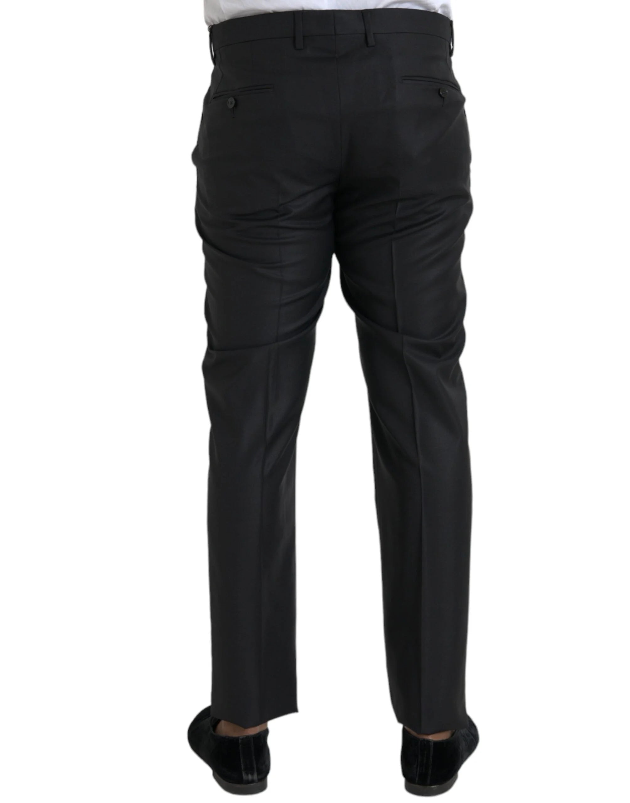 Dolce & Gabbana Black Wool Silk Skinny Dress Pants - IT54 | XL - Trousers