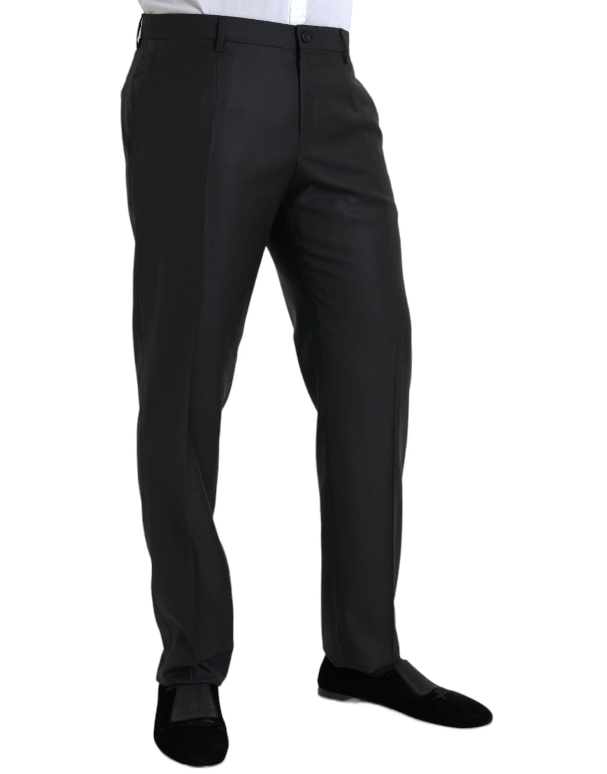 Dolce & Gabbana Black Wool Silk Skinny Dress Pants - IT54 | XL - Trousers