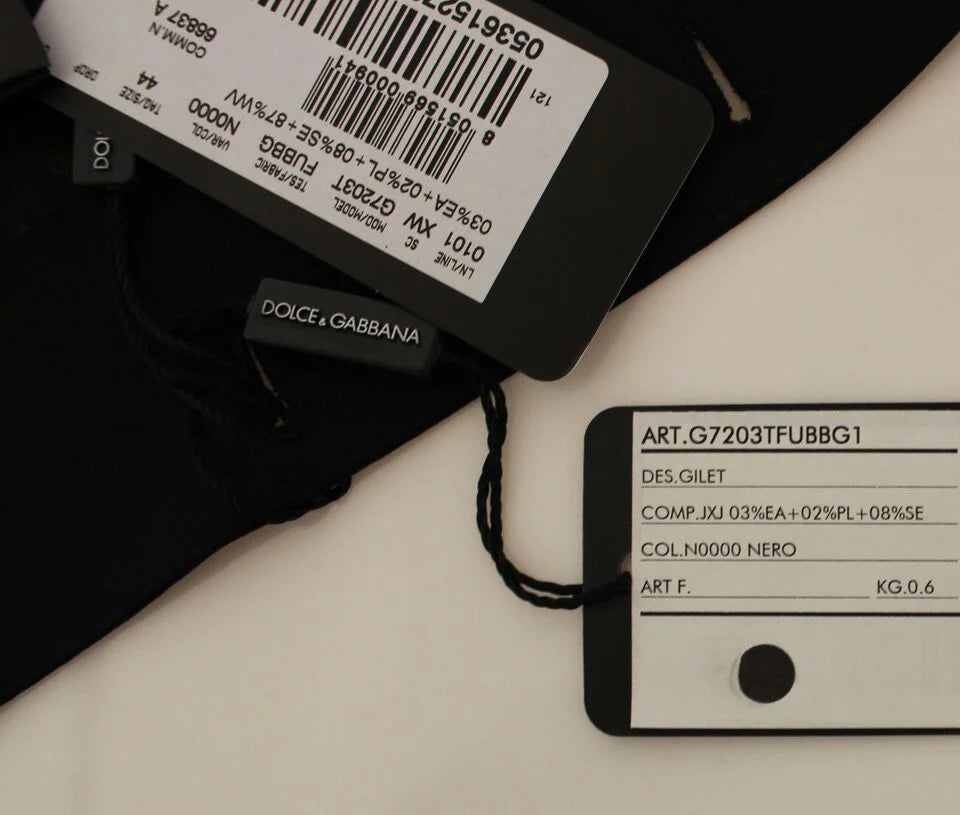 Dolce & Gabbana Black Wool Silk Stretch Dress Vest Blazer - IT44 | XS - Vests