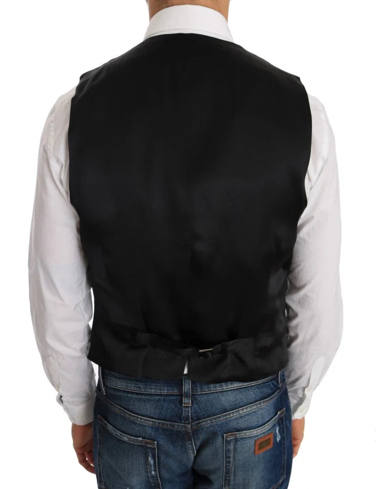 Dolce & Gabbana Black Wool Silk Vest - IT48 | M