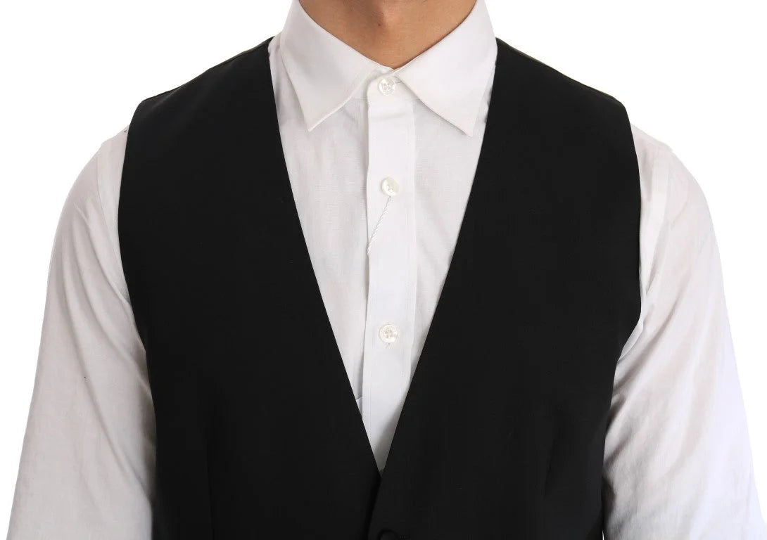 Dolce & Gabbana Black Wool Silk Vest - IT48 | M