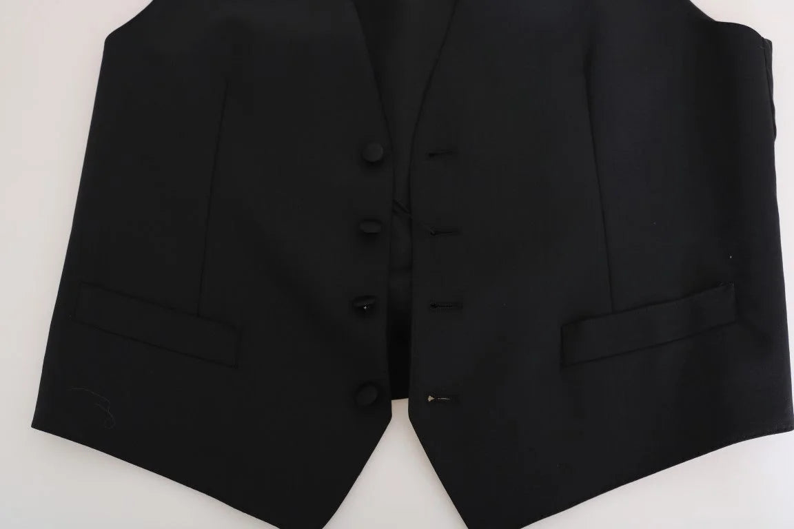 Dolce & Gabbana Black Wool Silk Vest - IT48 | M