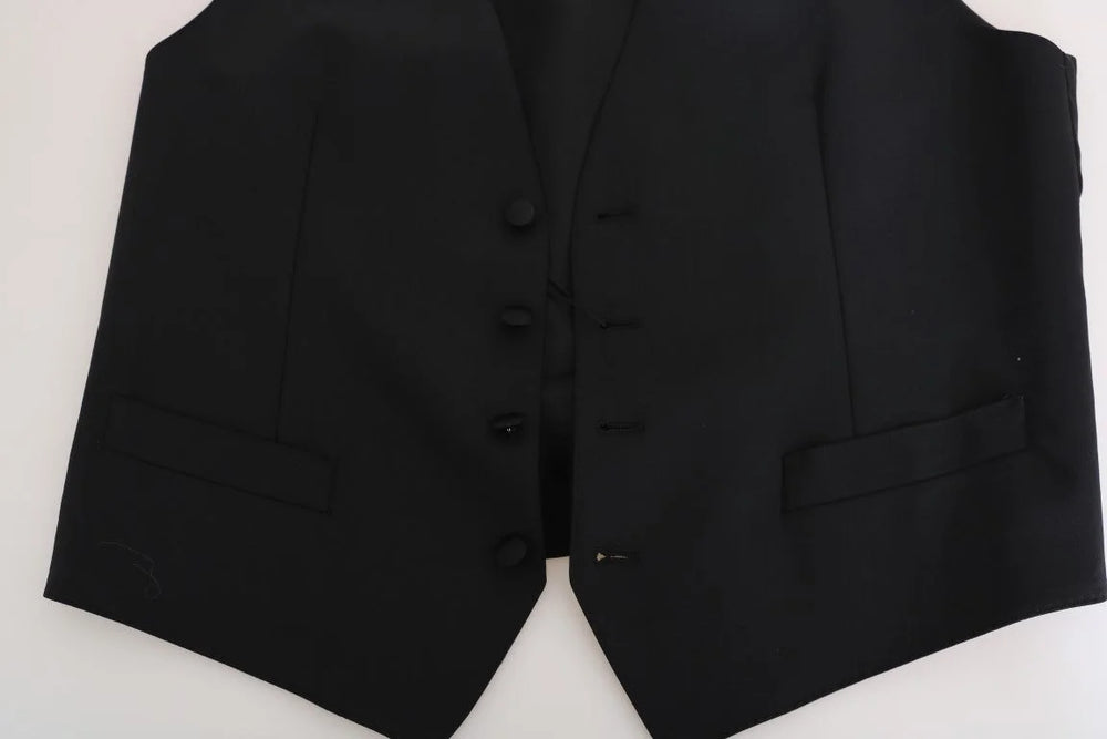 Dolce & Gabbana Black Wool Silk Vest - IT48 | M