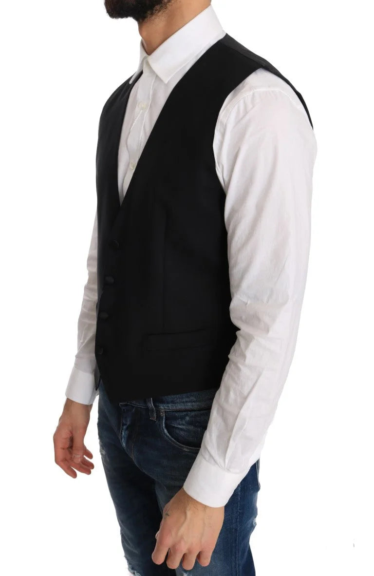 Dolce & Gabbana Black Wool Silk Vest - IT48 | M - Vests