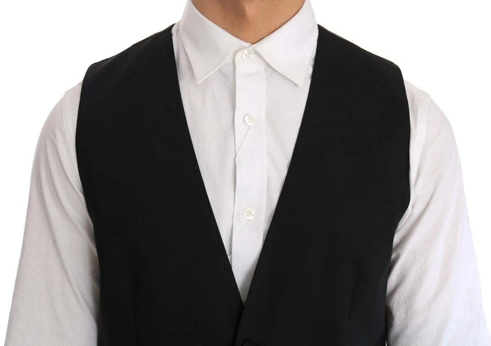 Dolce & Gabbana Black Wool Silk Vest - IT48 | M - Vests