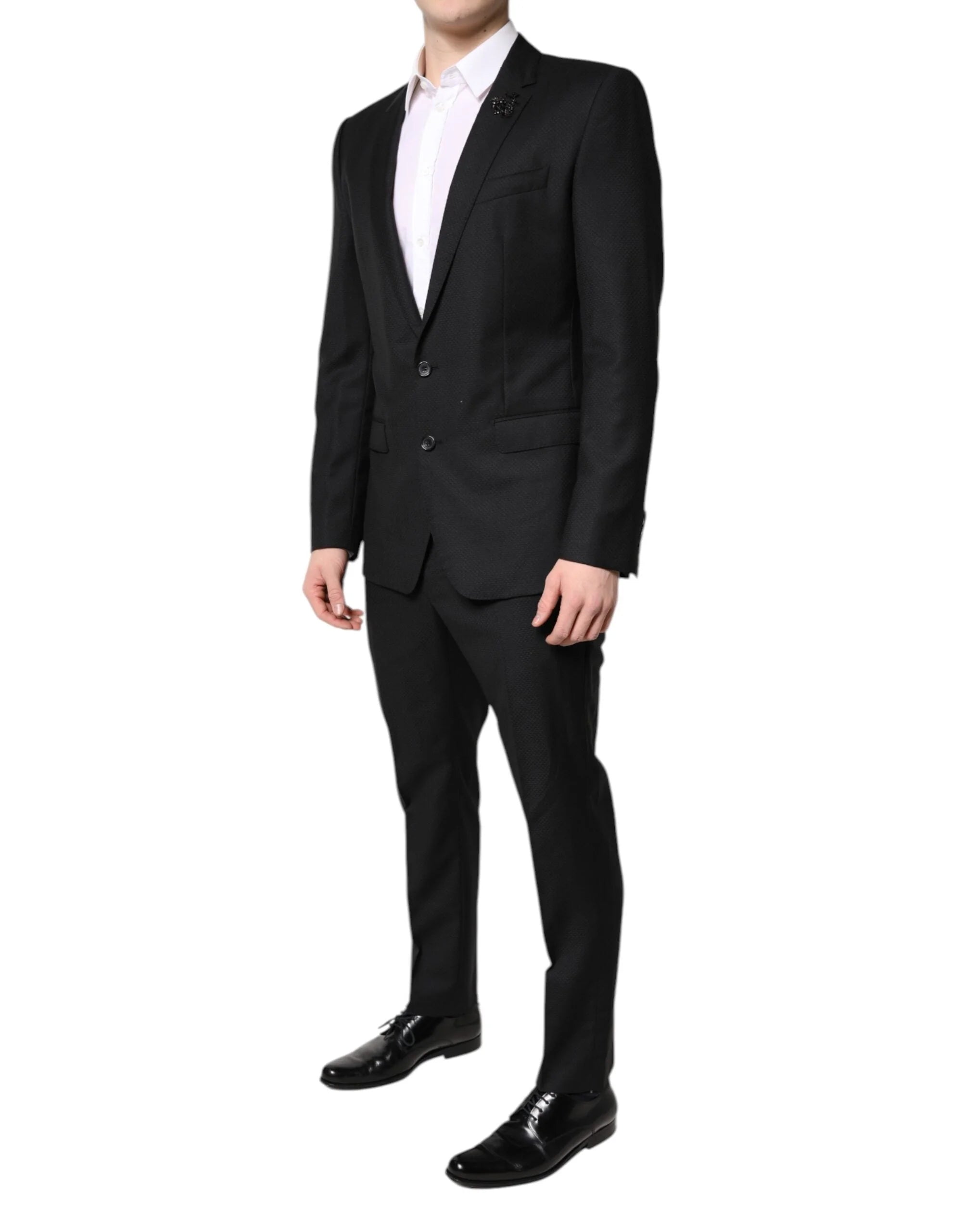 Dolce & Gabbana Black Wool Single Breasted 2 Piece Suit - IT48 | M - Suits