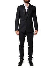 Dolce & Gabbana Black Wool Single Breasted 3 Piece Men Suit - IT44 | XS