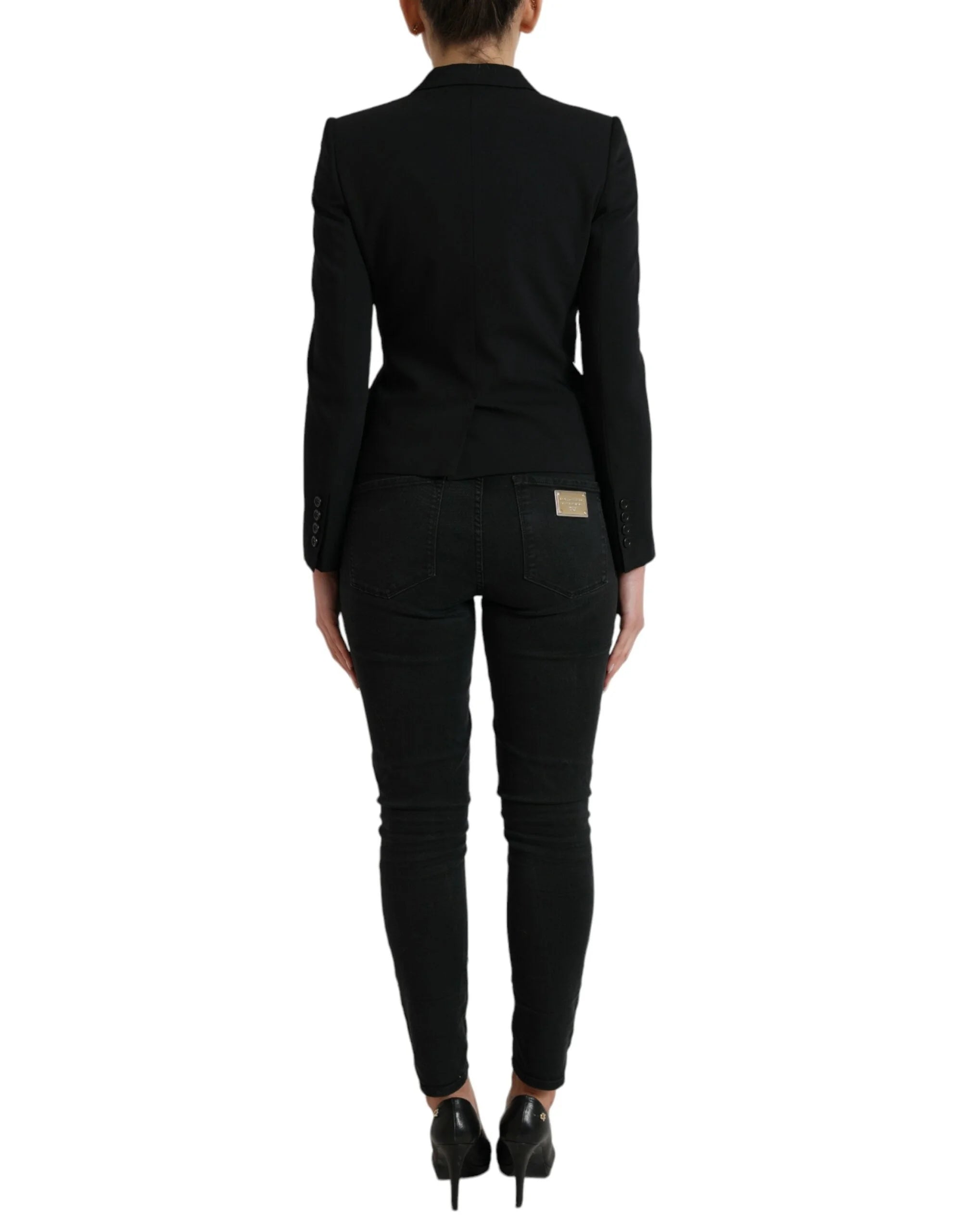 Dolce & Gabbana Black Wool Single Breasted Blazer Coat Jacket - IT40|S - Coats & Jackets