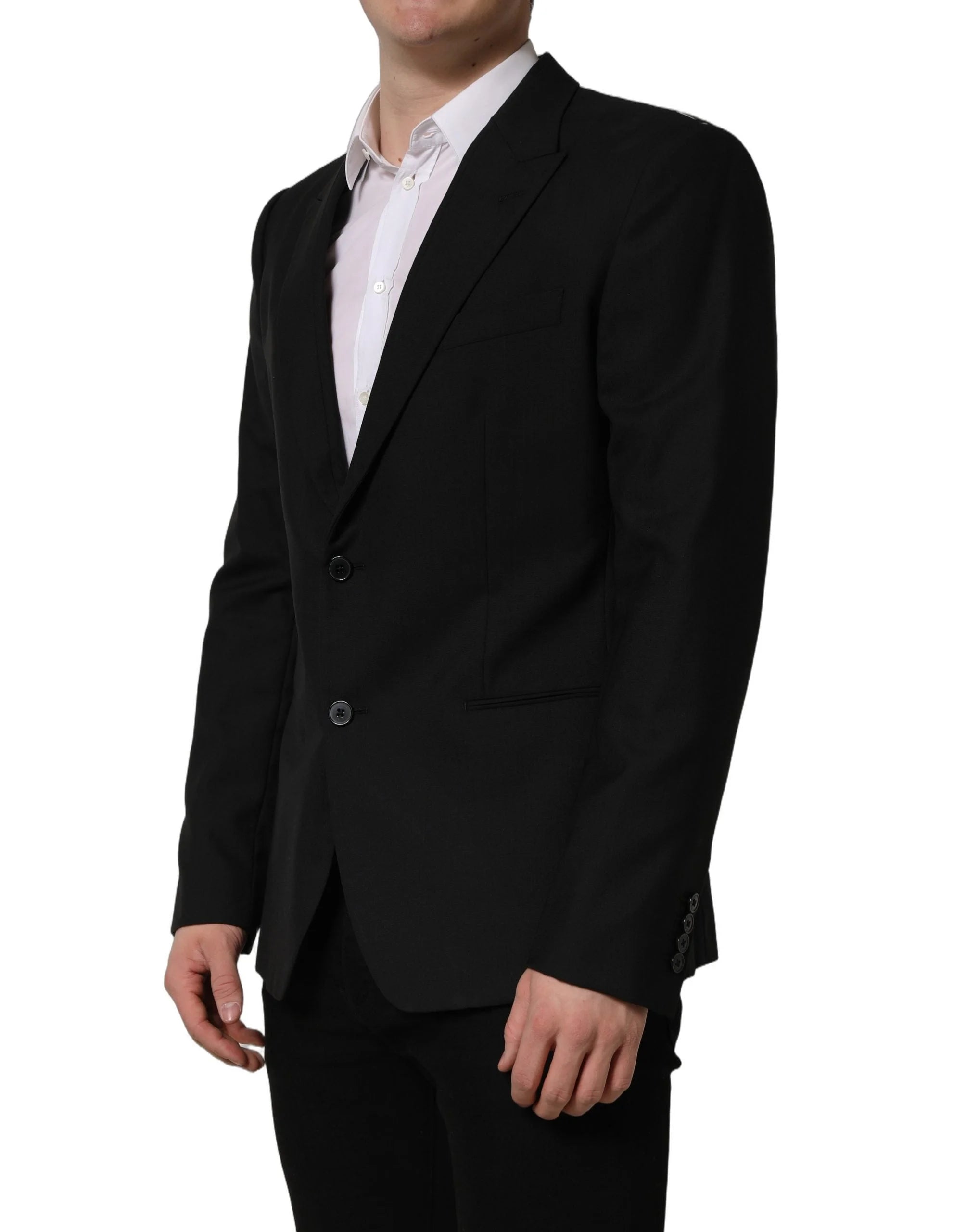 Dolce & Gabbana Black Wool Single Breasted Blazer Jacket - IT52 | XL