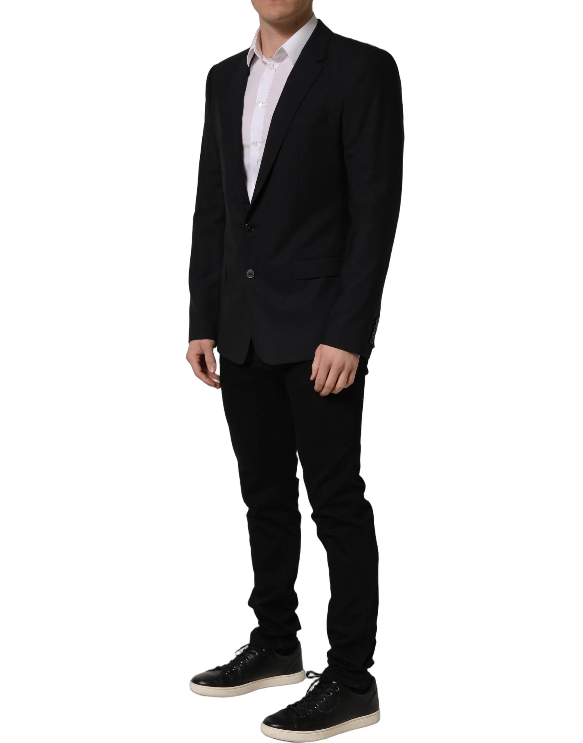 Dolce & Gabbana Black Wool Single Breasted Blazer Jacket - IT52 | XL
