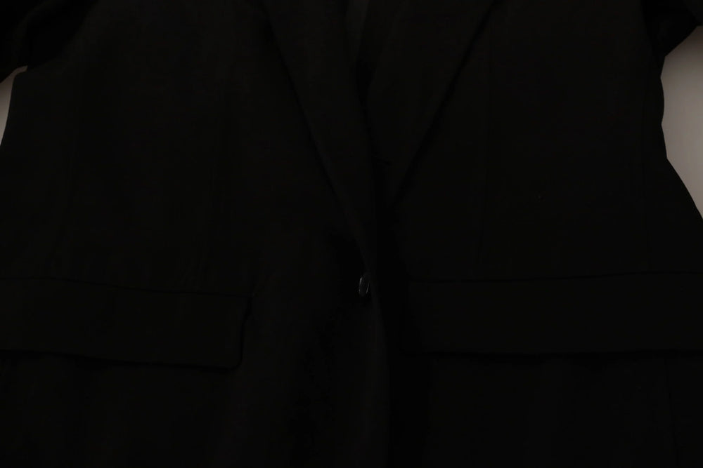 Dolce & Gabbana Black Wool Single Breasted Coat Blazer - IT50 | L