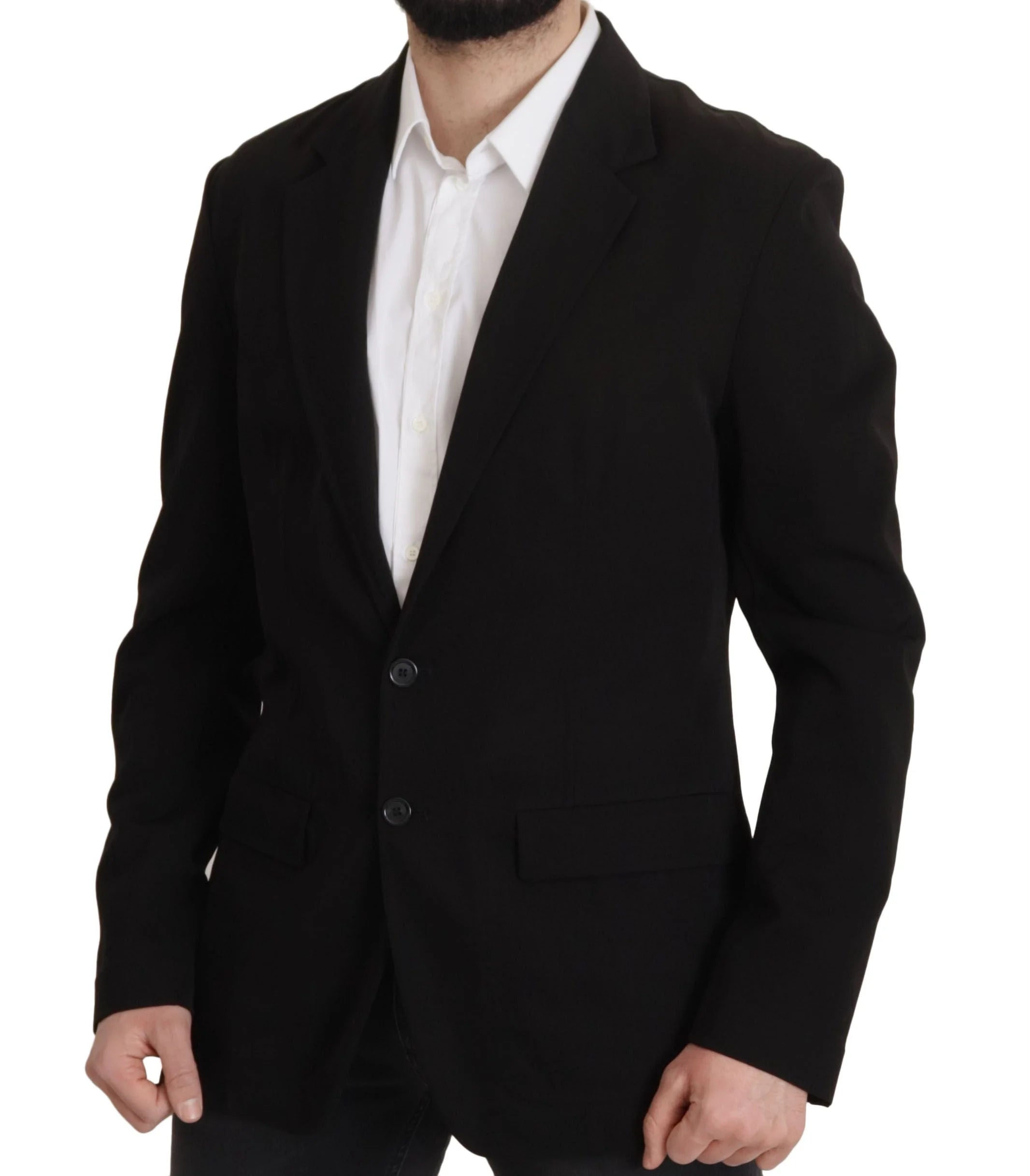 Dolce & Gabbana Black Wool Single Breasted Coat Blazer - IT50 | L