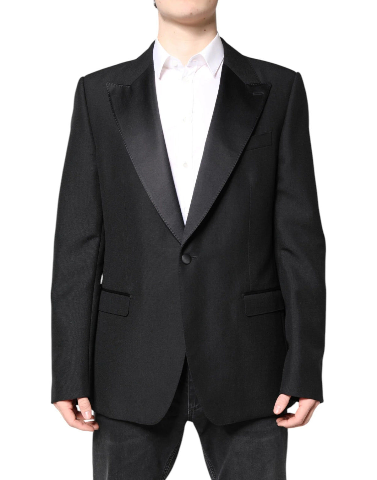 Dolce & Gabbana Black Wool Single Breasted Coat Blazer - IT54 | XL - Sport Jackets