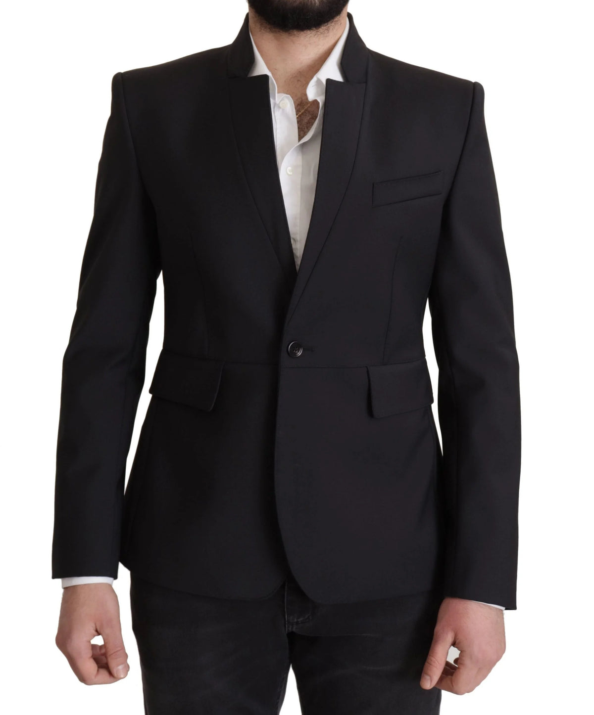 Dolce & Gabbana Black Wool Single Breasted Coat Men Blazer - IT50 | L - Sport Jackets