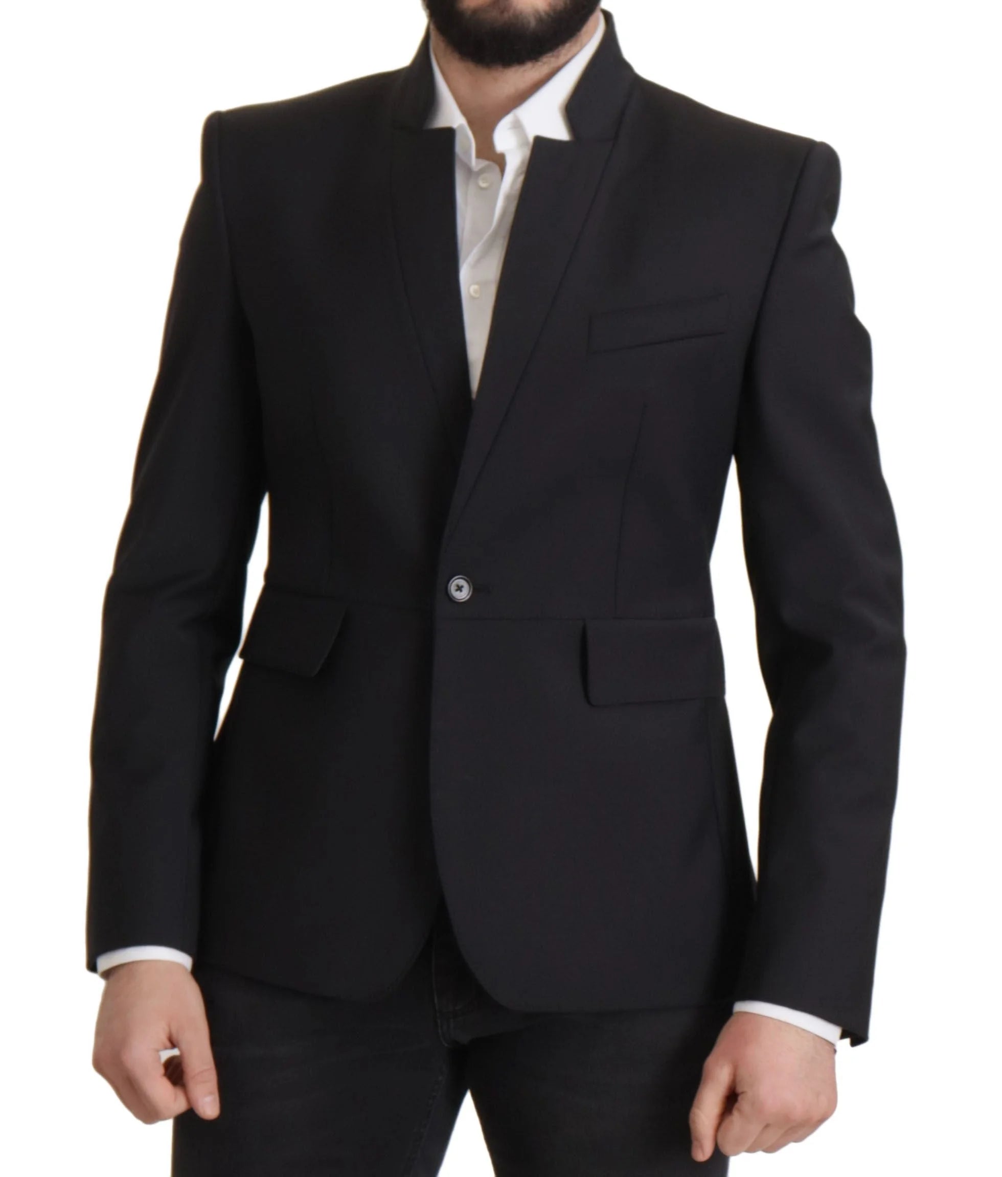 Dolce & Gabbana Black Wool Single Breasted Coat Men Blazer - IT50 | L - Sport Jackets