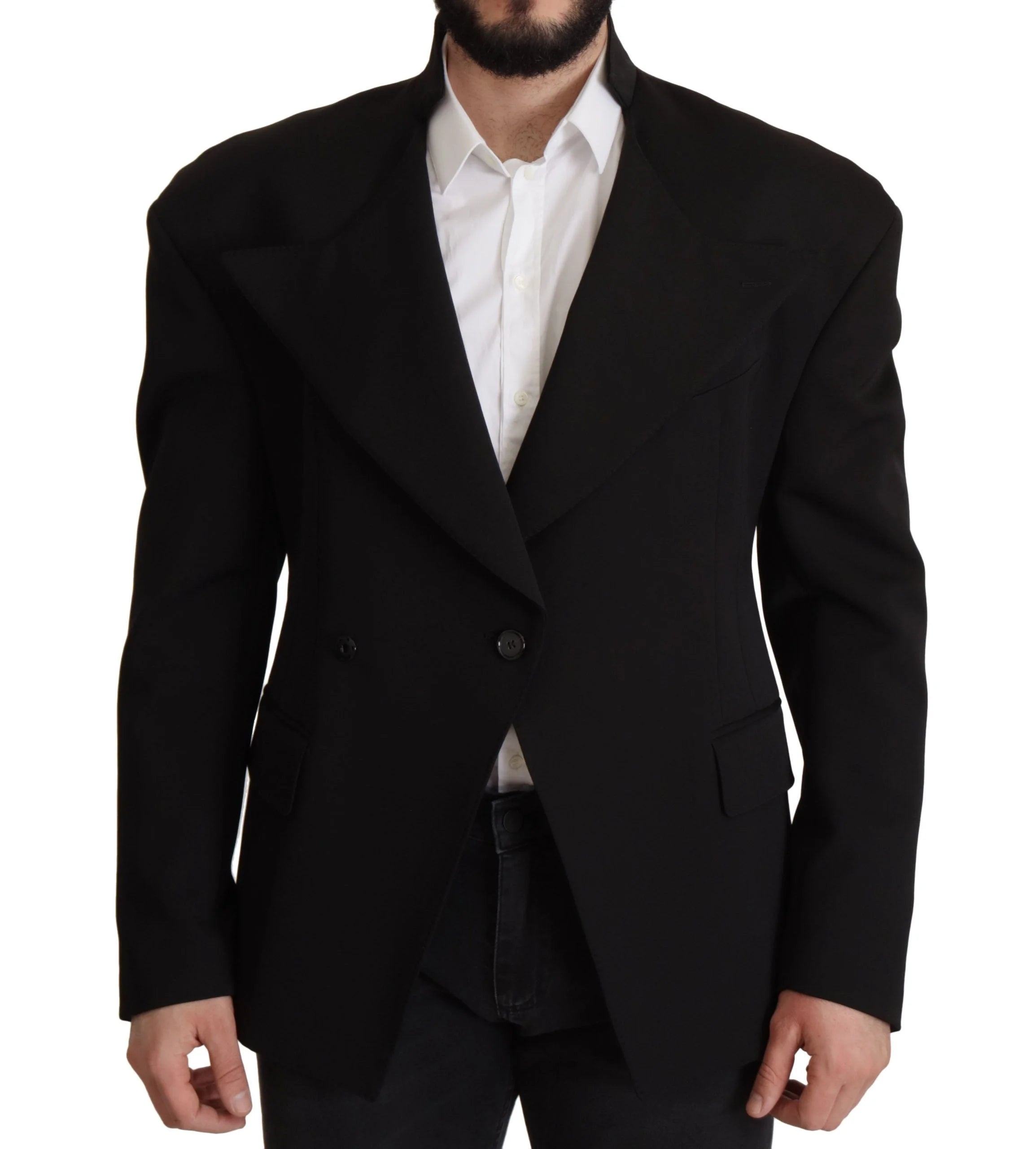 Dolce & Gabbana Black Wool Single Breasted Jacket Blazer - IT50 | L - Sport Jackets