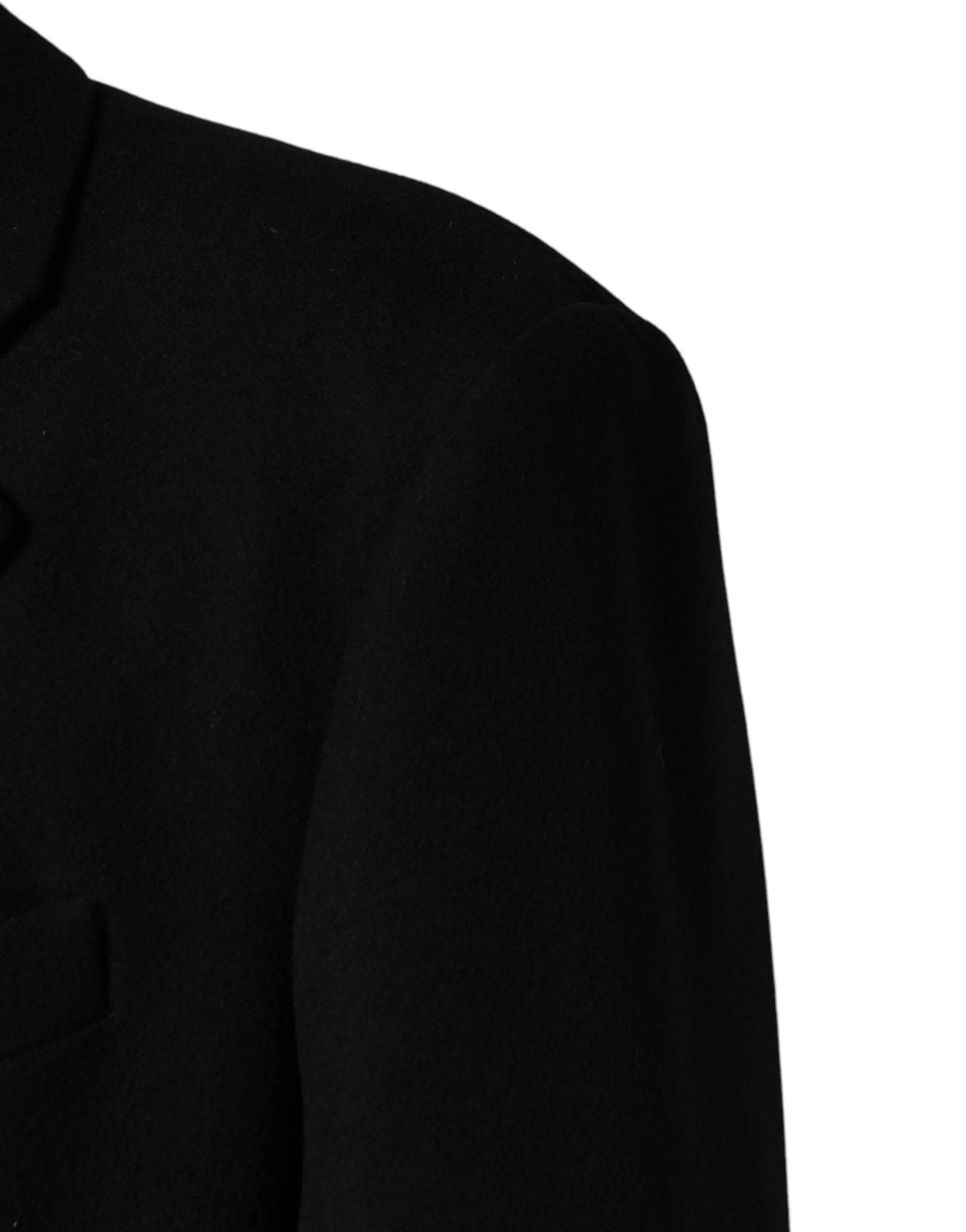 Dolce & Gabbana Black Wool Single Breasted Long Coat Jacket - IT54 | XL