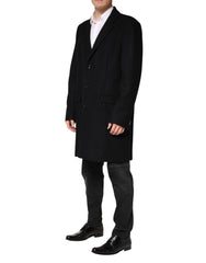 Dolce & Gabbana Black Wool Single Breasted Long Coat Jacket - IT54 | XL
