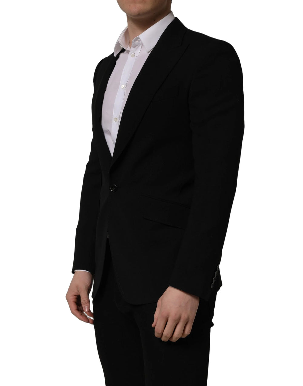 Dolce & Gabbana Black Wool Single Breasted Men Blazer Jacket - IT46 | S