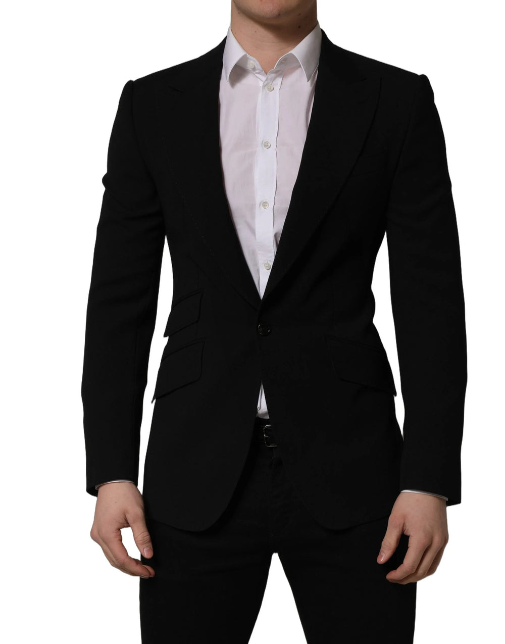 Dolce & Gabbana Black Wool Single Breasted Men Blazer Jacket - IT46 | S