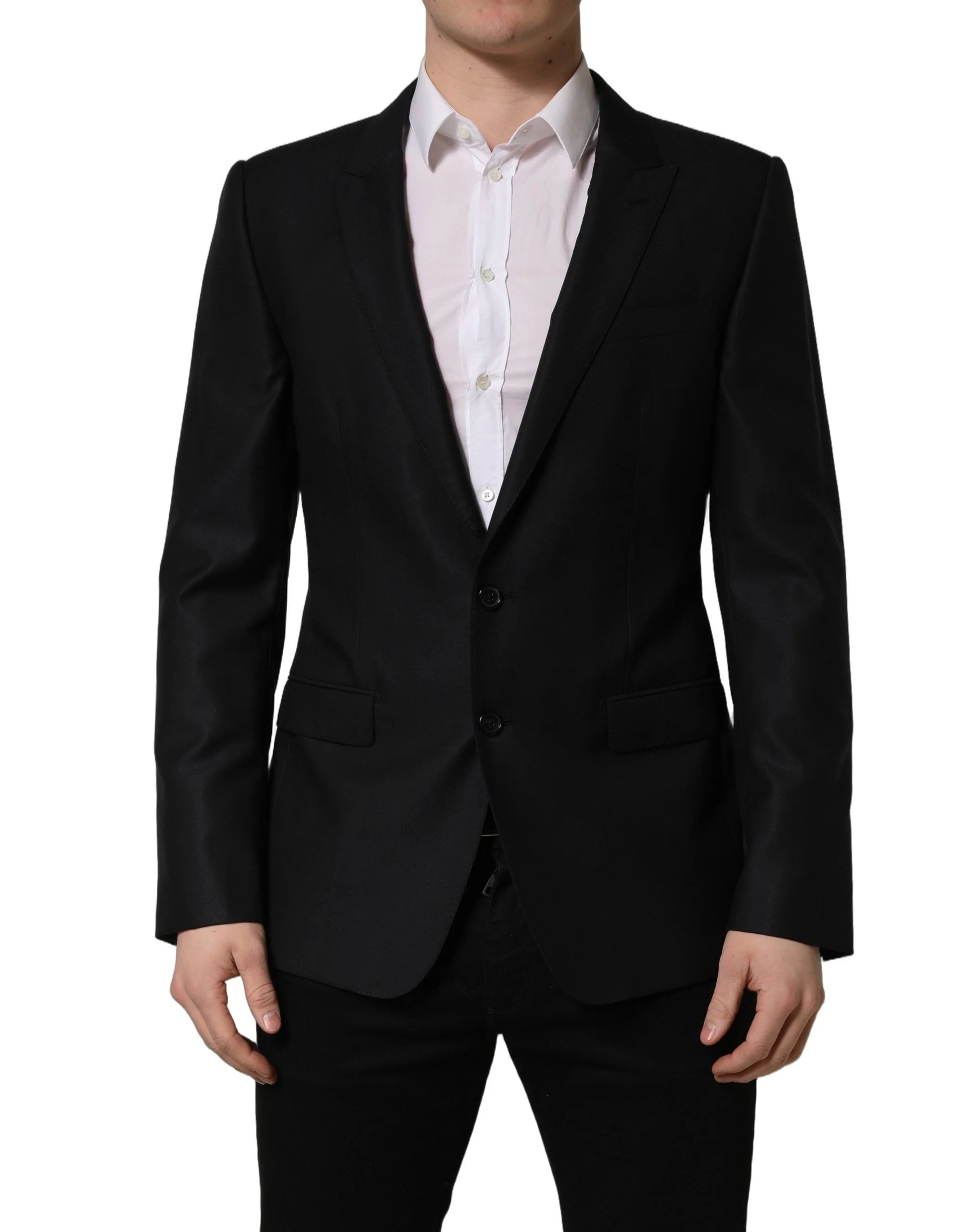 Dolce & Gabbana Black Wool Single Breasted Men Blazer Jacket - IT50 | L