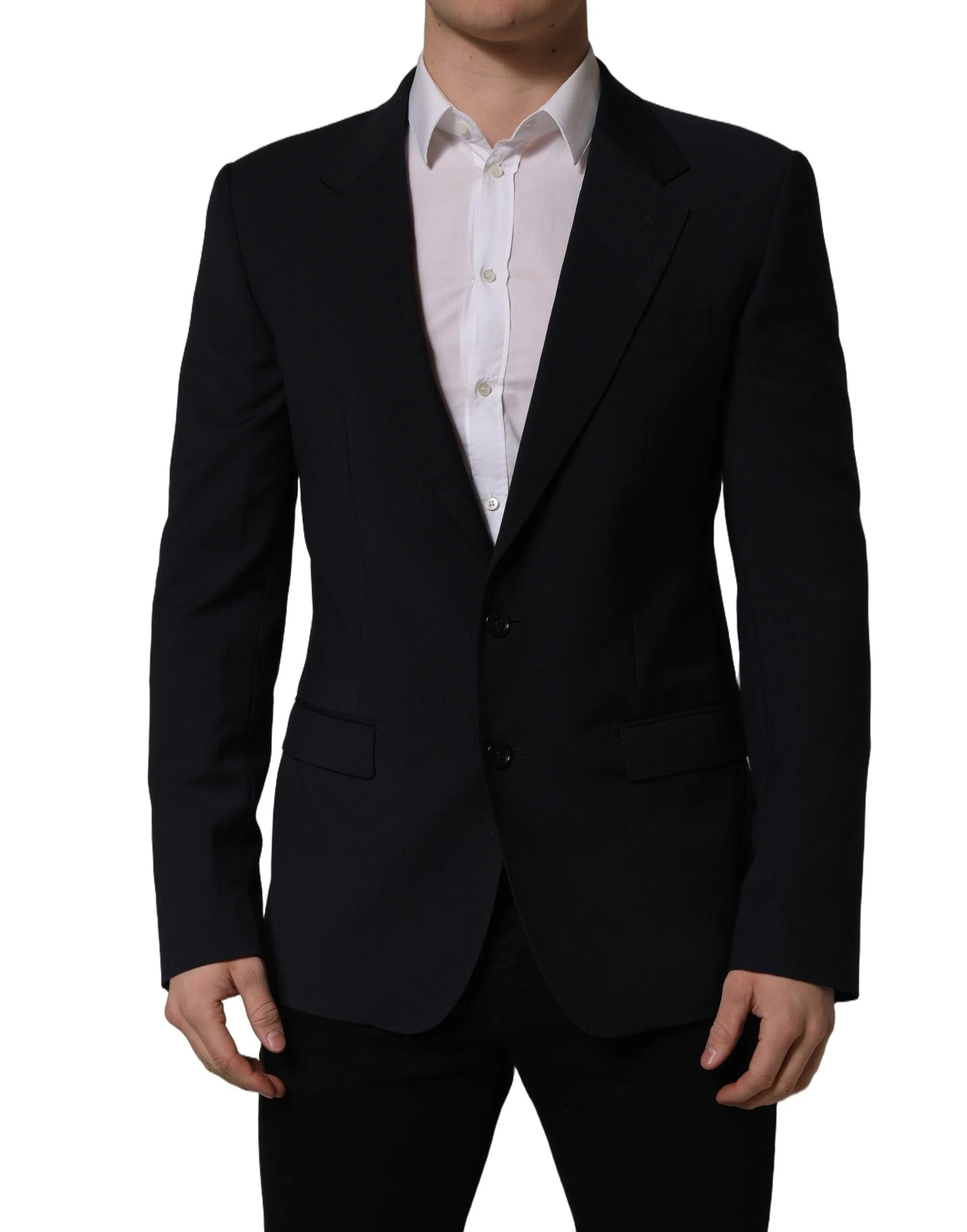 Dolce & Gabbana Black Wool Single Breasted Men Blazer Jacket - IT50 | L