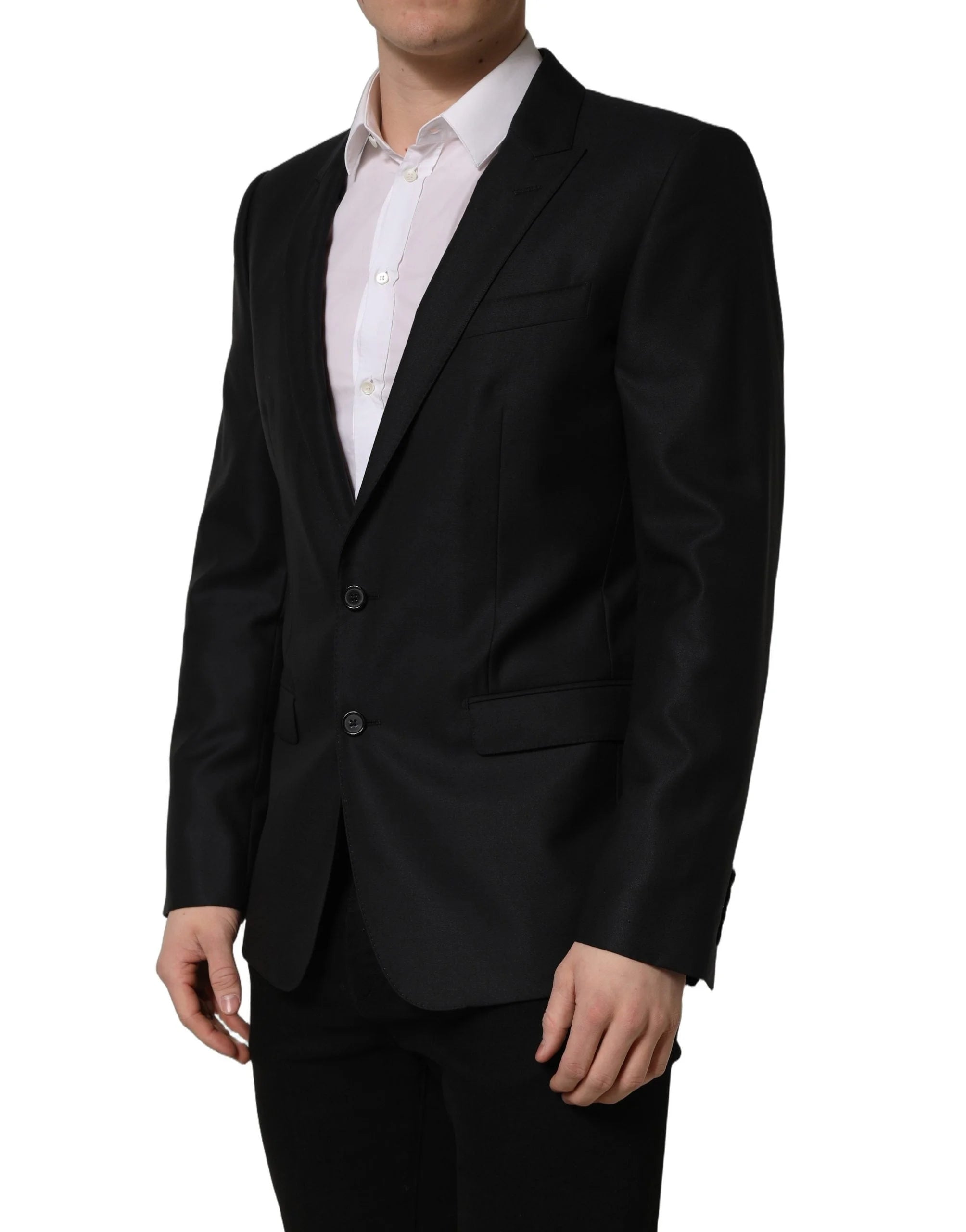 Dolce & Gabbana Black Wool Single Breasted Men Blazer Jacket - IT50 | L