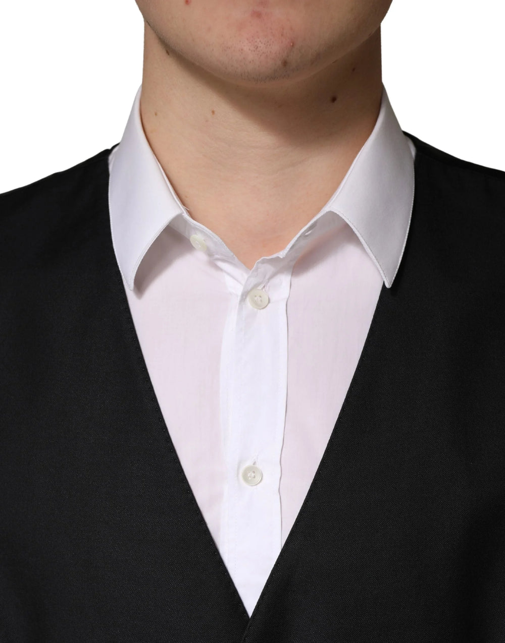 Kamizelka Dolce & Gabbana Czarny Wełniany, Jednorzędowy Męski