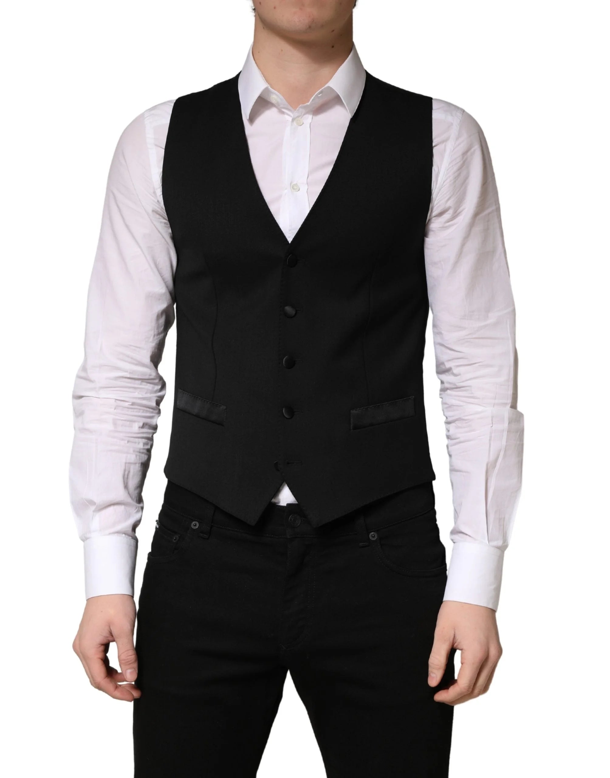 Vestă de trening Dolce & Gabbana neagră din lână, croială simplă, pentru bărbați - IT46 | S