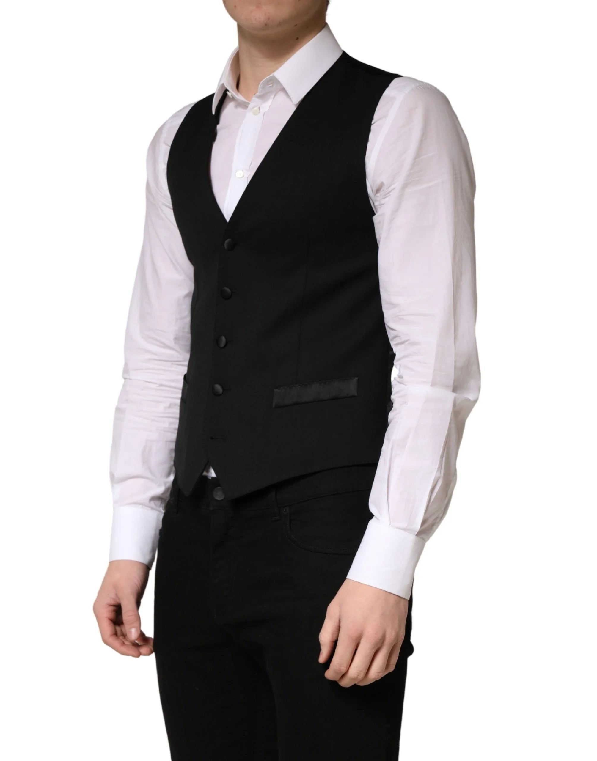 Vestă de trening Dolce & Gabbana neagră din lână, croială simplă, pentru bărbați - IT46 | S