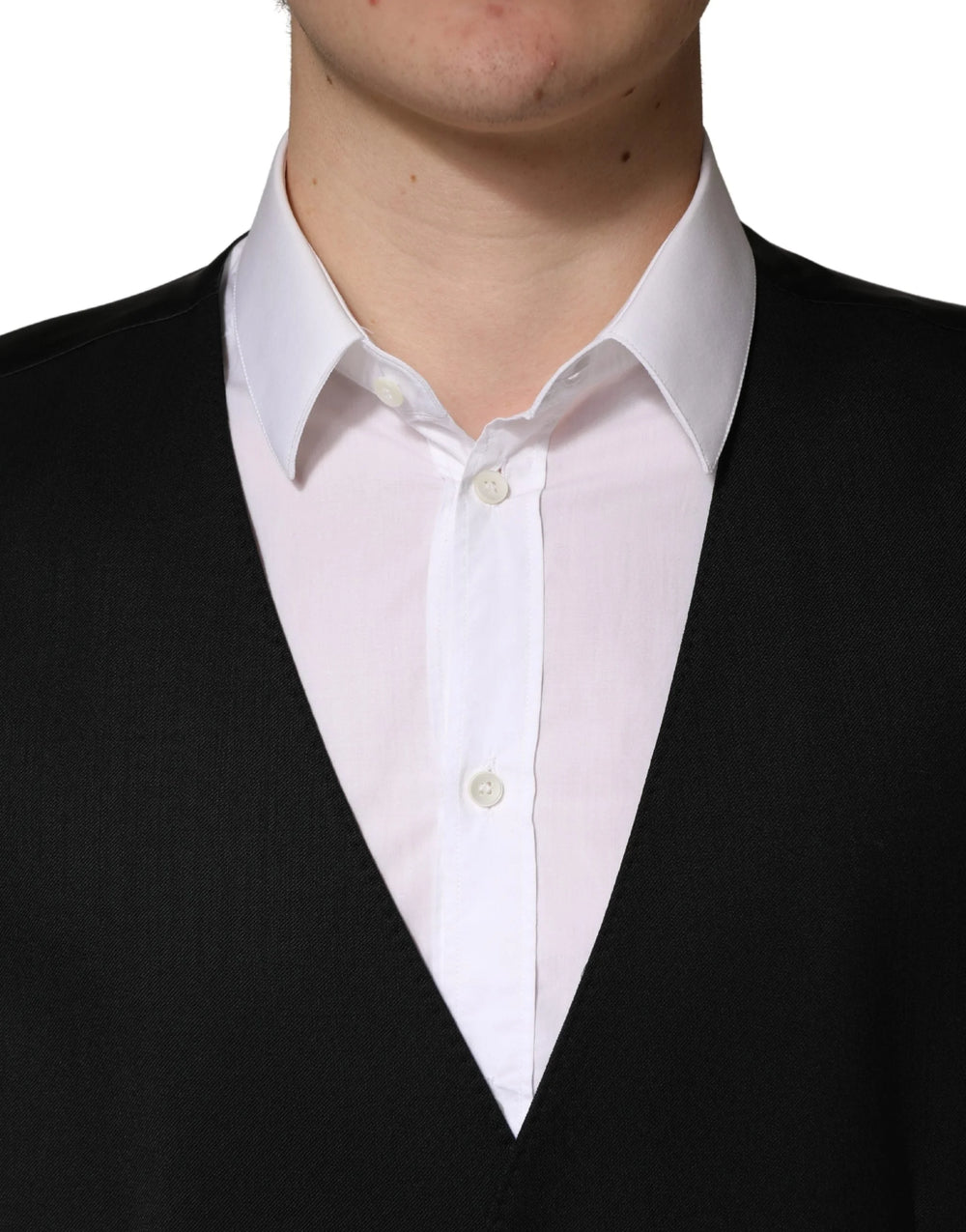 Dolce & Gabbana Schwarze Woll Weste mit Einreihiger Knopfleiste - IT48 | M