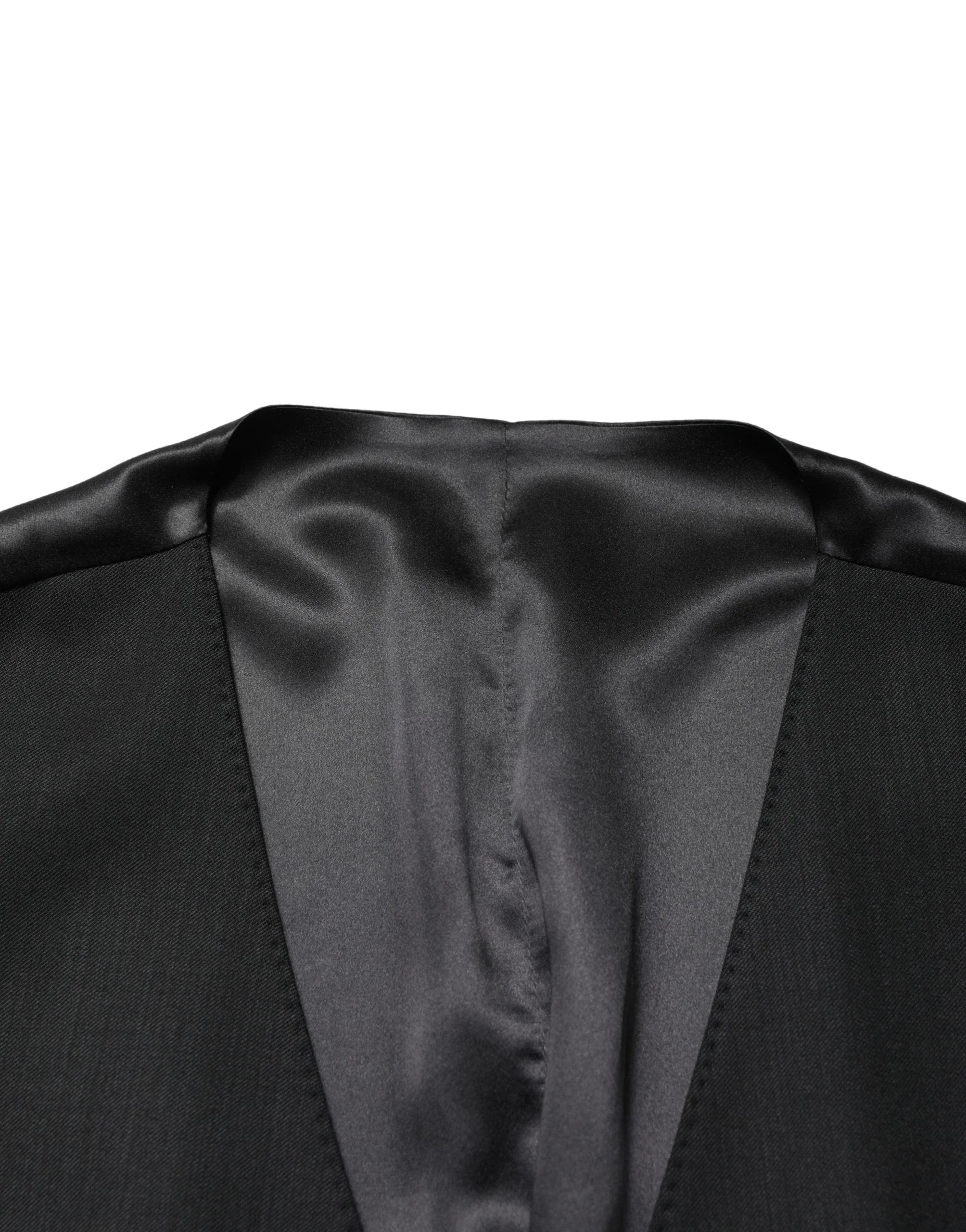Dolce & Gabbana Schwarze Woll Weste mit Einreihiger Knopfleiste - IT48 | M