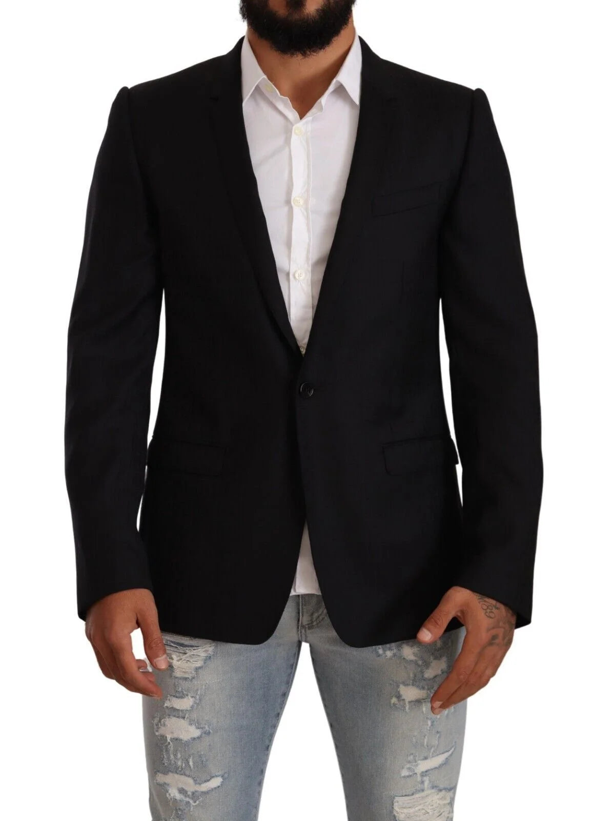Dolce & Gabbana Black Wool Single Breasted Suit GOLD Jacket - IT50 | L - Sport Jackets