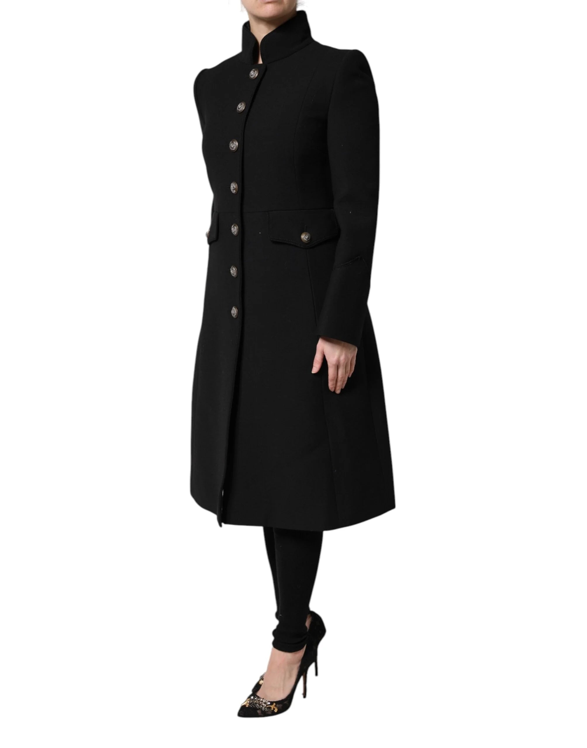 Dolce & Gabbana Black Wool Single Breasted Trench Coat Jacket - Trench Coats