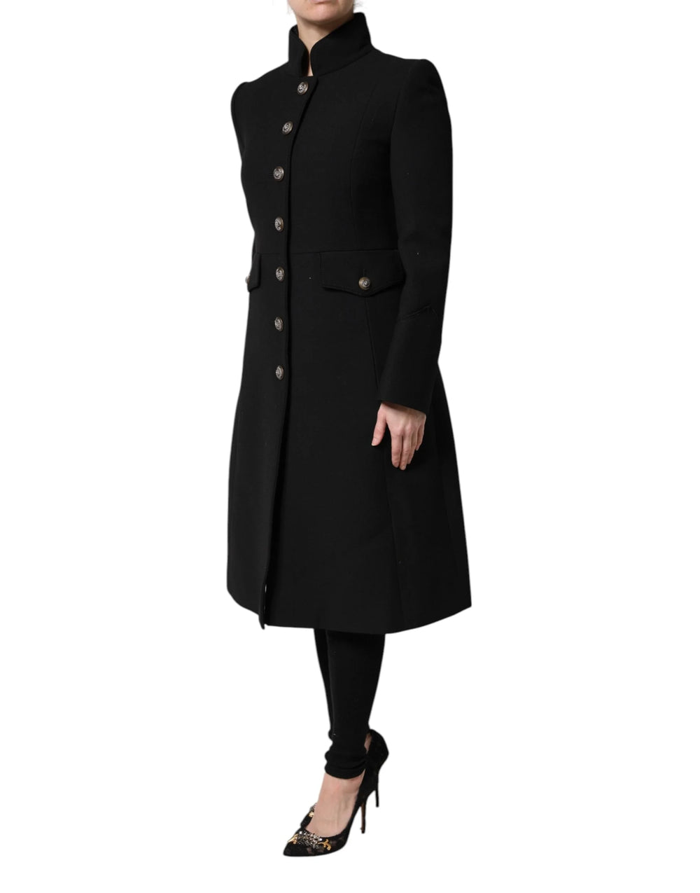 Dolce & Gabbana Black Wool Single Breasted Trench Coat Jacket - Trench Coats