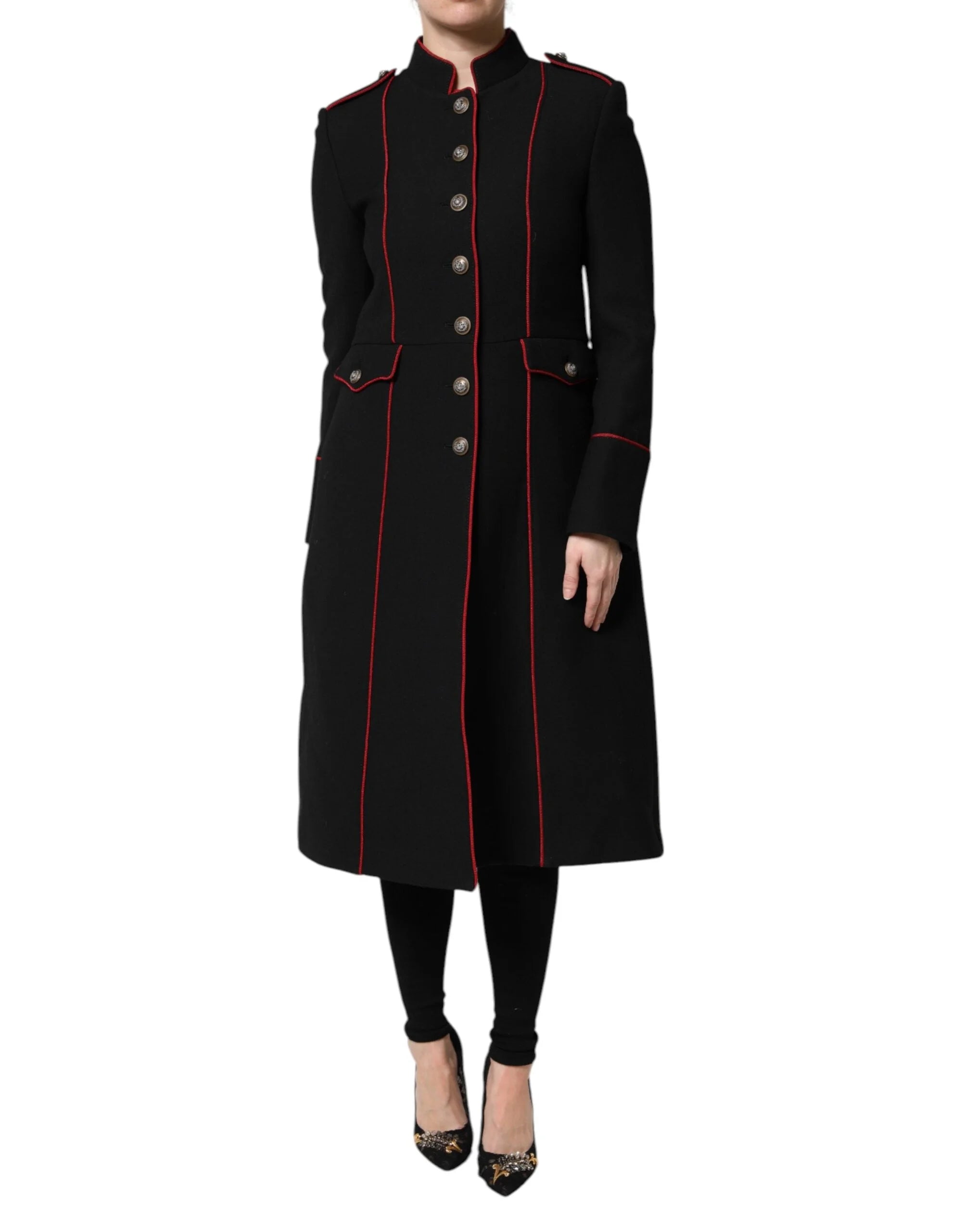 Dolce & Gabbana Black Wool Single Breasted Trench Coat Jacket - Trench Coats
