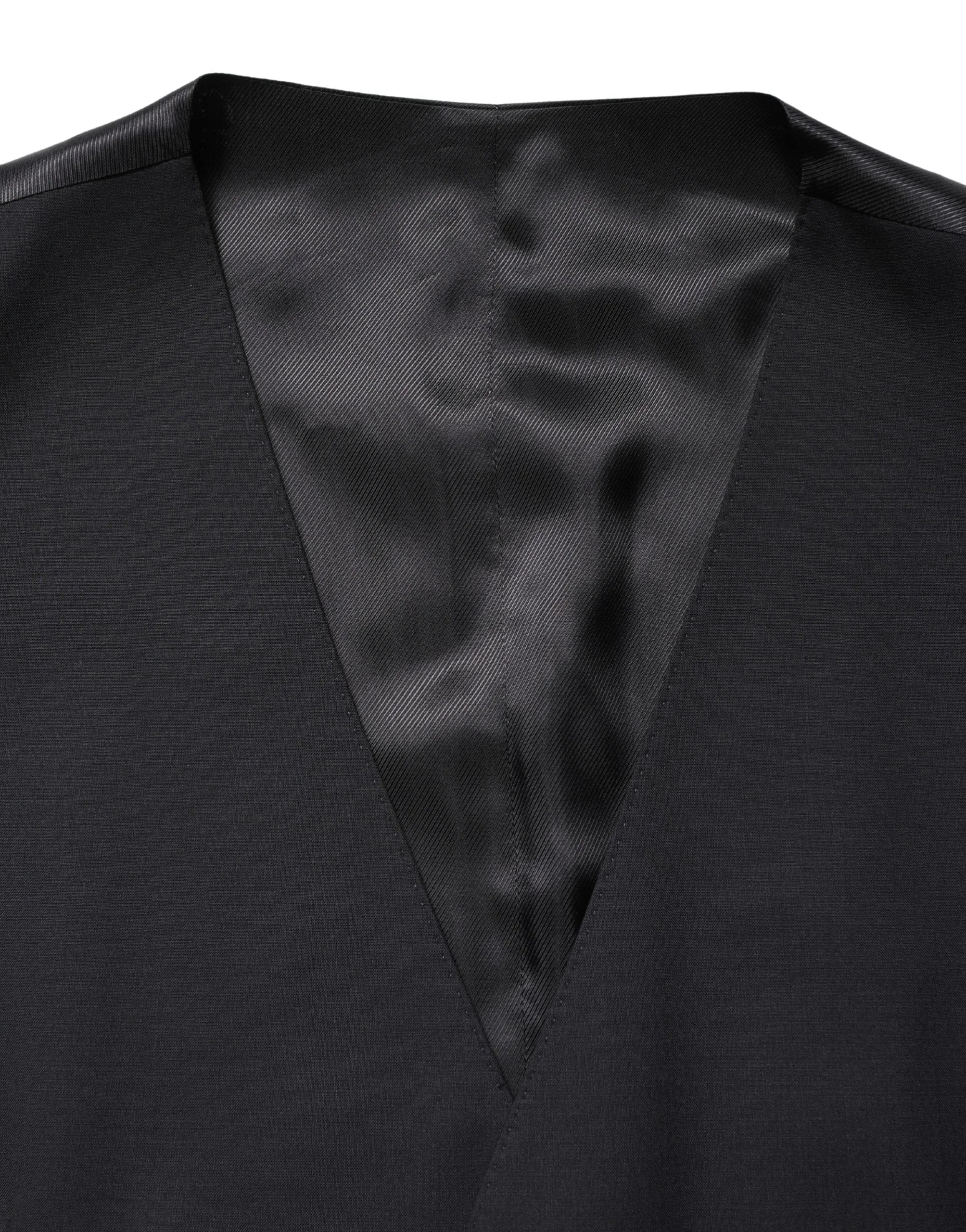 Dolce & Gabbana Black Wool Single Breasted Waistcoat Vest