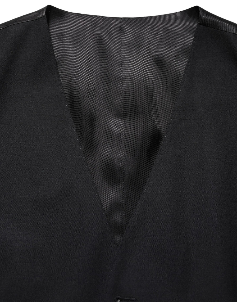 Dolce & Gabbana Black Wool Single Breasted Waistcoat Vest