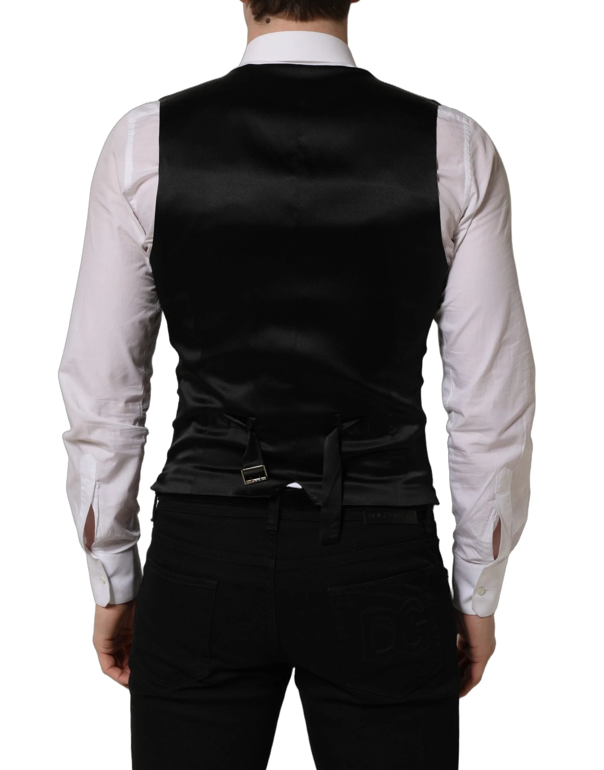 Dolce & Gabbana Black Wool Single Breasted Waistcoat Vest - IT46 | S