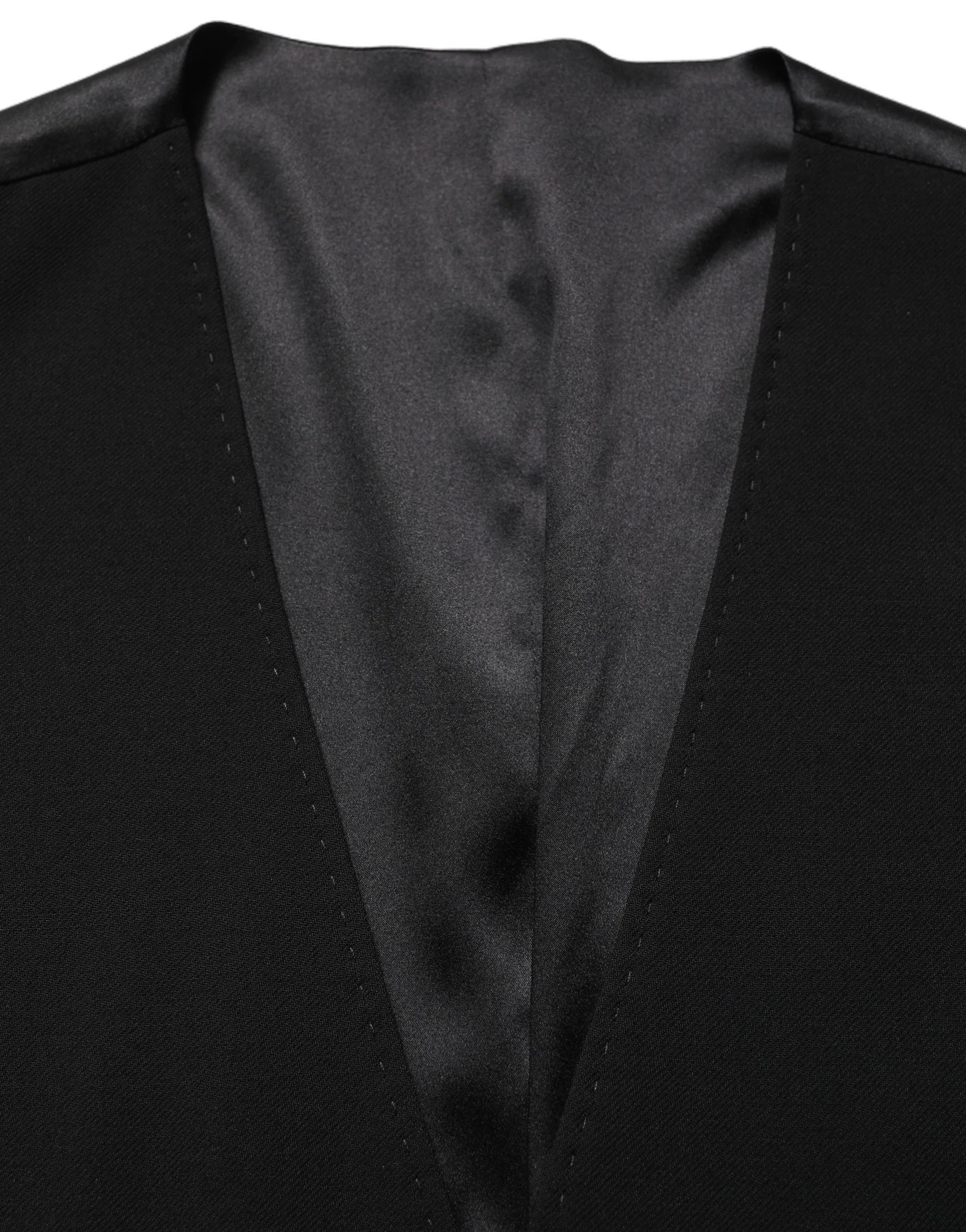 Dolce & Gabbana Black Wool Single Breasted Waistcoat Vest - IT46 | S